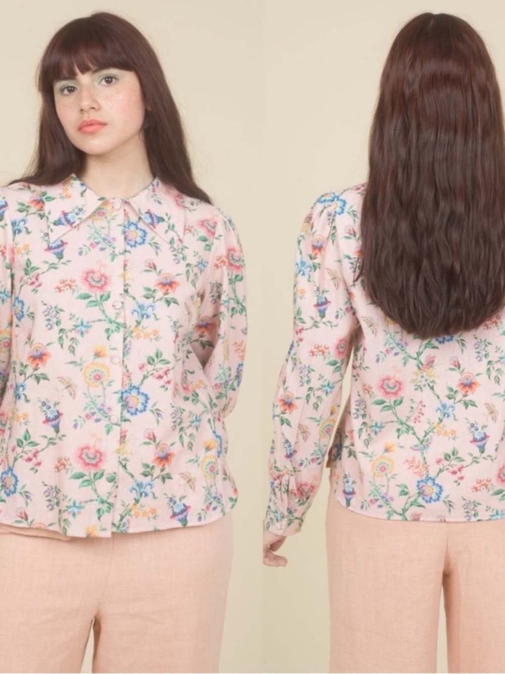 Samantha pleet  enchantment floral button up bohemian summer trendy blouse sz xl